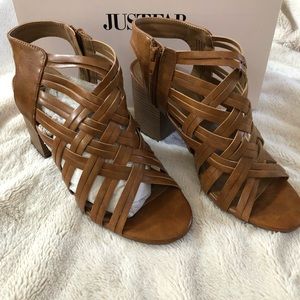 NEW JustFab Cognac Sandals/Bootie